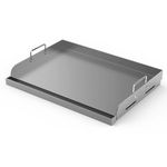 Barbqtime Universal Fry Griddle Flat Top Plate, 17" x13”Metal Cooking Griddle Pan Universal Flat Top Rectangular Plate with Removable Handles for Gas Stove/Charcoal/Gas Grills, Weber Nexgrill Kenmore