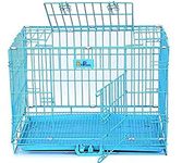 RvPaws Dog Cage - Powder Coated, Double Door Folding Metal Cage/Crate/Kennel with Removable Tray and Paw Protector for Dogs, Cats and Rabbits (Blue, 30 Inch)