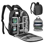 Trintion Camera Backpack Waterproof Photography Camera Case Laptop Photography Backpack with Removable Padded Insert for DSLR SLR Camera Lens Case Fits Up to 13 inch Laptop (Grey)