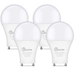 CFMASTER GU24 LED Light Bulb, 3000K Warm White, 9W(100W Equivalent), 800 Lumens, A19 Shape GU24 LED Bulbs, Twist and Lock GU24 Pin Base with Two Prongs, Non-Dimmable, UL ETL Certificated(4-Pack)