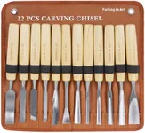 Falling in Art 12Pcs Wooden Carving Chisel Set, Long Handle Woodworking Tools Set with a Leather Pouch, Full Size Knife Gouge Kit for Carving Projects, Ideal for Beginners and Professionals