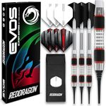 Red Dragon Evos: 18g - 90% Soft Tip Tungsten Steel Darts with Winmau Rhino White Flights, Shafts, Wallet & Red Dragon Checkout Card