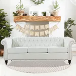 Vaztrlus Modern White Chesterfield Couches for Living Room Comfy Deep Seated 3-Seater Faux Leather Sofa, Bedroom Office Apartment Clasic Tufted Sofa Tool-Free