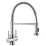 Peppermint Kitchen Taps with Pull Out Spray Dual Lever Kitchen Tap Chrome Kitchen Mixer Tap Spring Pull Down Kitchen Sink Taps Brass 360° Swivel Spout