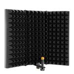 AGPtek Foldable Adjustable Durable Recording Studio Microphone Isolation Shield Absorbing Foam Reflector Folding Panel Used for Stand Mount or Table Top (Black)