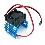 FainWan Alloy Heat Sink Heatsink with 5V Cooling Fan for 1/10 Car 540 550 3650 Size Brushless Engine Motor Remote Control Car Truck Buggy Crawler Blue