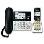 VTECH VG208 DECT 6.0 Corded/Cordless Phone for Home with Answering Machine, Call Blocking, Caller ID, Large Backlit Display, Duplex Speakerphone, Intercom, Line-Power (Silver/Black)