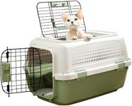 PetVogue 2-Door Top Loading Cat Carrier, Plastic Dog Crate Hard-Sided Dog Travel Carrier for Small Dogs and Cats, Ventilation and Security Lock Design for Pets