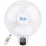 Simple Deluxe Wall Fan, 16 Inch Digital Wall Mounted Fan, with Remote Control and Built-in Timer, 3 Speeds, Oscillating Fan, 1 Pack