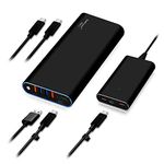 BatPower 148Wh High Power Delivery USB C Laptop Portable Charger Compatible with HP Spectre X360 Dell XPS Razer Blade Stealth Notebook USB-C Power B External Battery & Slim 120W PD USB-C Adapter