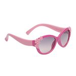 Amour Baby Girls Oval Sunglass Pink Frame (Medium) - 1 Sunglasses, 1 Sunglasses Case, 1 Cleaning Soft Cloth