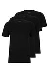 BOSS Men's Classic T-Shirts Short Sleeve Shirts Pure Cotton V-Neck Pack of 3, 001 black., Large