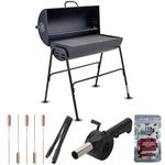 Amazon Brand - Umi DrumGrill Basic BBQ Grill for Indoor & Outdoor Cooking| Traveler Compact Foldable Tandoor Charcoal Barbeque Grill Set| Free Stand, Portable, Easy Assembly- (Black)