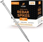 Rebar Stakes - 14 Inch Metal Spikes for Asphalt 1/2 Inch Diameter - 12 Pack Ground Stakes Heavy Duty for Speed Bump, Wheel Stop - Threaded Galvanized Steel Stakes - Rebar Support Estacas de Metal