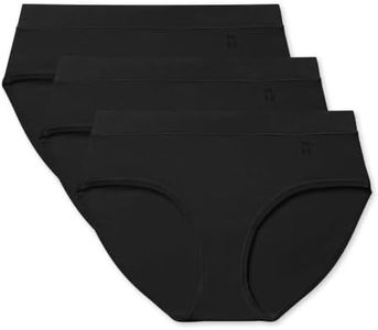Tommy John Women's Underwear, Briefs, and Second Skin Fabric Cute, Stretchy, Soft Breathable Women's Briefs Comfortable Seamless Panties for Women, 3-Pack, Black, Medium