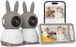 2K Video Baby Monitor with 2 Cameras, ieGeek 360° View Split Screen Baby Monitor WiFi Smartphone with 5" no WiFi LCD Monitor, Motion & Cry Detection, 2-Way Audio, 1000ft Range, Temperature, Lullabies
