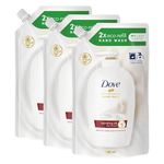 Dove Moisturising Eco-Refill for Liquid Hand Wash Nourishing Silk Effective Antibac Cleansing for 24H Nourishment and Instantly Soft Skin 500ml, 3 Pack