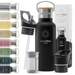 Stainless Steel Water Bottle with Straw, Infuser & 3 Lids: 1 & 0,5L Leak-Proof Vacuum Insulated ACTIVE FLASK Drinking Bottles Hot Cold: Double Walled Outdoor Drink Thermo Mug Tea Coffee Sport Gym Bike