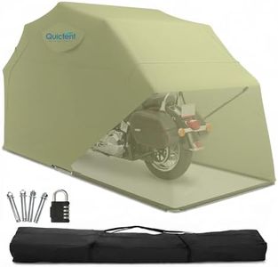 Quictent 136"x 54" Motorcycle Storage Shelter with Code Lock & Carry Bag Heavy Duty Vehicle Shed Cover Garage Tent with 2 Roll-Up Side Windows - Army Green