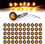 TMH 50 pcs 3/4 Inch Mount Amber 3 LED Mini Round Trailer Side Marker Indicator Lights Clearance Button Signal Lamps Universal for Trucks Lorry Boat Pickup Bus Caravan RV Waterproof Sealed Bulbs 12V DC