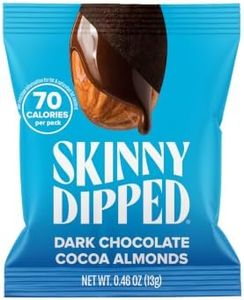 SkinnyDipped Dark Chocolate Cocoa Almonds, Healthy Snack, Plant Protein, Gluten Free, 0.46 oz Mini Bags, Pack of 24