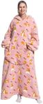 JULGIRL Oversized Blanket Hoodies for Women - Extra Long Wearable Blanket Hoodie, Super Warm Cozy Giant Hoodie Blanket Women, Thick Comfy Hooded Blanket with Sleeves and Big Pocket, E-Pink corgi, M