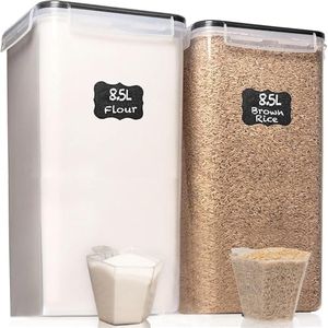 WHITE FEATHER SUPPLIES 2 PC [8.5L / 287 Oz] Extra Large Airtight Food Storage Containers with Lids - BPA Free Kitchen and Pantry Organization Containers for Baking Supplies, Cereal, Flour, Sugar, Rice