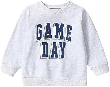 Toddler Boy Game Day T-Shirt Football Fan Game Day Sweatshirt Onesie Casual Pullover Graphic Top Fall Winter Clothes (Gray, 12-18 Months)