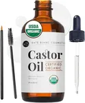 Kate Blanc Cosmetics Castor Oil (2oz), USDA Certified Organic, 100% Pure, Cold Pressed, Hexane Free Stimulate Growth for Eyelashes, Eyebrows, Hair. Skin Moisturizer & Hair Treatment Starter Kit