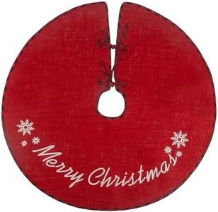 MACTING Christmas Tree Skirt - 30 Inch Small Burlap Mat with Red and Black Plaid Buffalo Edge Merry Christmas Printed for Xmas Tree Holiday Indoor Home Decorations