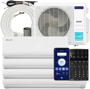 Della 35K BTU ODU Multi Zone AC Quad 4 Zone (9K 9K 9K 18K) Mini Split, 19 SEER2 208-230V Cools Up to 2200 Sq.Ft, Works with Alexa and Wifi, Energy Efficient Pre-Charged Heat Pump,16ft Kits
