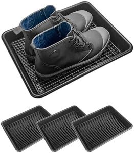 Seiwa IMP318 Storage Supplies Tray with Saw Tray Shoe Tray L Size (L x W x H) 15.2 x 12.0 x 2.2 inches (38.5 x 30.5 x 5.5 cm) Black Set of 4 for Car, Gardening, Office, Shoe Rack, Multi-Use Versatile