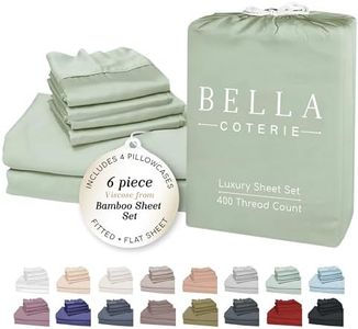 Bella Coterie 6 Piece Luxury Bamboo Viscose Split Top King Size Sheet Set | 34" Split for Adjustable Beds | 100% Organically Grown| Cooling | 18” Deep Pocket | 4 Pillowcases [Sea Glass]