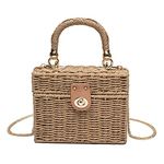 Women's Straw Bag Vintage Basket Purse Summer Beach Handbag Rattan Crossbody Bag Casual Vacation, Handbag-khaki