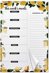 Weekly Meal Planner Magnetic Notepad for Fridge with 80g 50 Sheets Tear-Off Shopping Grocery List,6"x9" Hanging Food Planning Menu Organizer Lemons