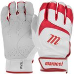 Marucci 2021 Adult Signature Batting Gloves, White/RED, Adult Large