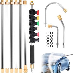 4000 PSI Telescoping High Pressure Washer Wand Set for Gutter &, Roof Drainage &, Walls Cleaning, 2025 Power Washer Gutter Cleaner with 5 Spray Nozzle Tips, Hose Adapters