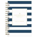 Blue Sky Day Designer for 2022 Daily & Monthly Planner, 5' x 8', Frosted Flexible Cover, Wirebound, Navy Stripe (103623-22)