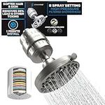 SparkPod 8 Spray Setting Filtered Showerhead - Water Filter Suitable for People with Dry Hair, Skin & Scalp, 5" Shower Head with Enhanced Formula Filter Reduces Chlorine (Brushed Nickel)