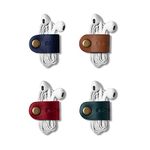 DailyObjects Clipper Cable Wrap for Cables/Chords/Wires | Wire Winder, Headphones Holder, Mini Clip Organiser | Made, Dry-Milled Leather | (Multicolor) - Set of 4