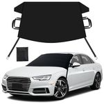 EcoNour Windshield Cover for Ice and Snow | Durable Frost Shield with S-Hook Elastic Straps | Enhanced Windproof Double Strap Design for SUV, Coupe & Hatchbacks | Medium (69" x 42")