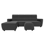 Wakefit Sofa Set for Living Room | 3 Year Warranty | L Shape Sofa, Sofa Set, Wooden Sofa Set for Living Room, 3 Seater Sofa + Left Aligned Chaise + Ottoman - Belize (Fabric, Charcoal Grey)