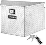 ARKSEN 33 Inch Heavy Duty Diamond Plate Aluminum Trailer Tongue Box Pickup Truck Tool Box Storage Organizer with Weather Resistant Seal, Lock & Keys - Silver