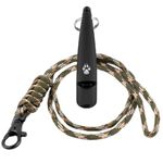 TDL Gun Dog Training Whistle with Lanyard - Dog Whistle with Loud, Solid Tone & Far Reaching Sound - Ideal High-Frequency Long-Distance Dog Recall Whistle for Most Breeds - Black with Army Rope