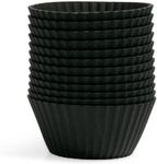 The Silicone Kitchen Reusable Silicone Baking Cups, Non-Toxic, BPA Free, Dishwasher Safe, Regular, Matte Black, 12 Pack