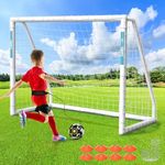 Fostoy Soccer Goal, 10×6.5FT/8x6FT Soccer Goal for Backyard, Weatherproof UPVC with Soccer Training and 2 Sets of Soccer Nets, Soccer Goal for Youth and Adults Practice Training (10'W×6.5'H)