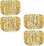 LOLIAS 4 Pcs Men's Gold Plated Ring