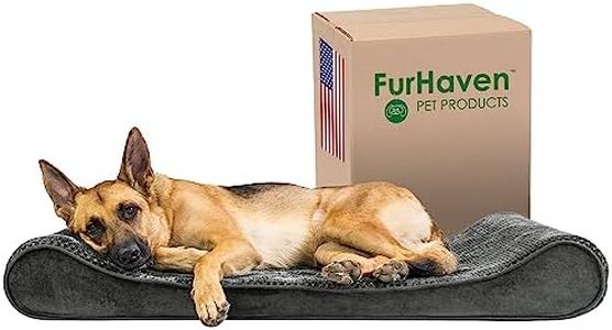 Furhaven Pet Dog Bed - Orthopedic Minky Plush and Velvet Ergonomic Luxe Lounger Cradle Mattress Contour Pet Bed with Removable Cover for Dogs and Cats, Gray, Jumbo