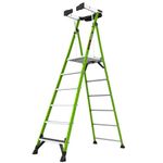 Little Giant Ladders 6 Tread Fortress GRP Fibreglass Platform Step Ladder, Platform Height 1.68m, Closed Height 3.11m