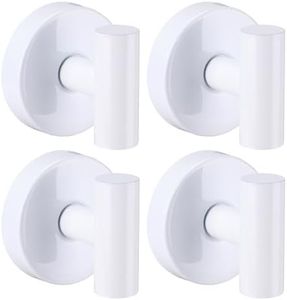 Fenas Suction Cup Hooks for Shower - Bathroom Reusable Hooks for Towels, Robes & Loofah - No-Drill Mounting on Kitchen,Walls,Metal,Glass,Mirrors,Tile & Smooth Non-Porous Surfaces (4, White)